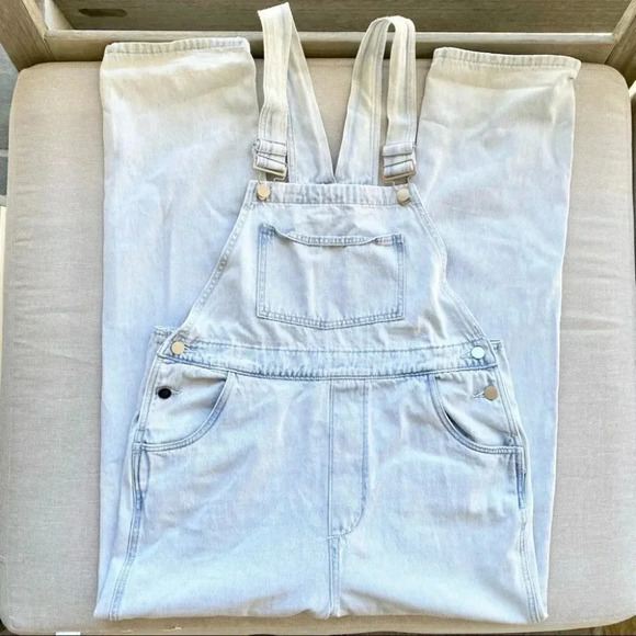 NWT WeWoreWhat Revovle Basic Denim Overalls Slouchy Straight Leg Size Large - Picture 1 of 12